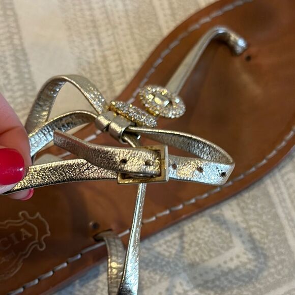 Tuccia Di Capri Silver Rhinestone Strappy Sandals - Size 37 - Picture 5 of 7